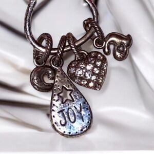 Brighton Charm Holder Silver Tone 28” Necklace with Note Charm